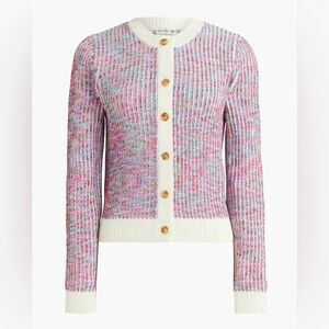J. Crew Multicolor Knit Cardigan with Cream Accents Large